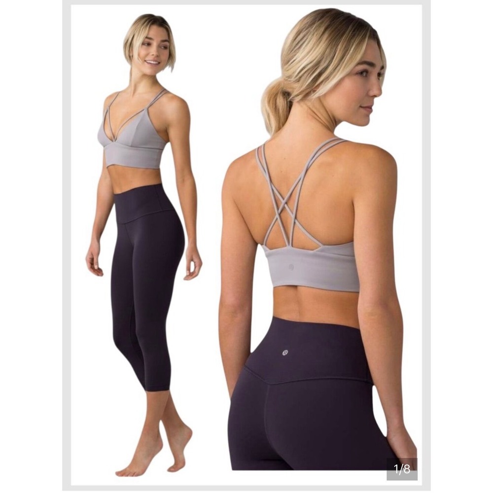 Lululemon Pushing the Limits Bra Gray Strappy Longline Yoga Sports Bra